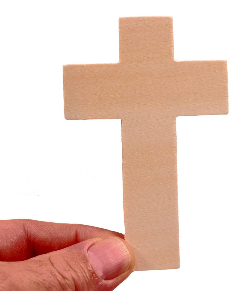 Creative Hobbies 4.25 Inch High Unfinished Wooden Cross Shapes, Pack of 25, Ready to Paint or Decorate - Image 2